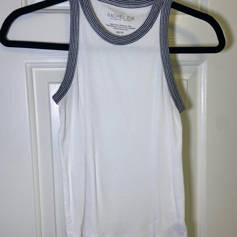 Rachel Zoe White and Black Trim Tank Top